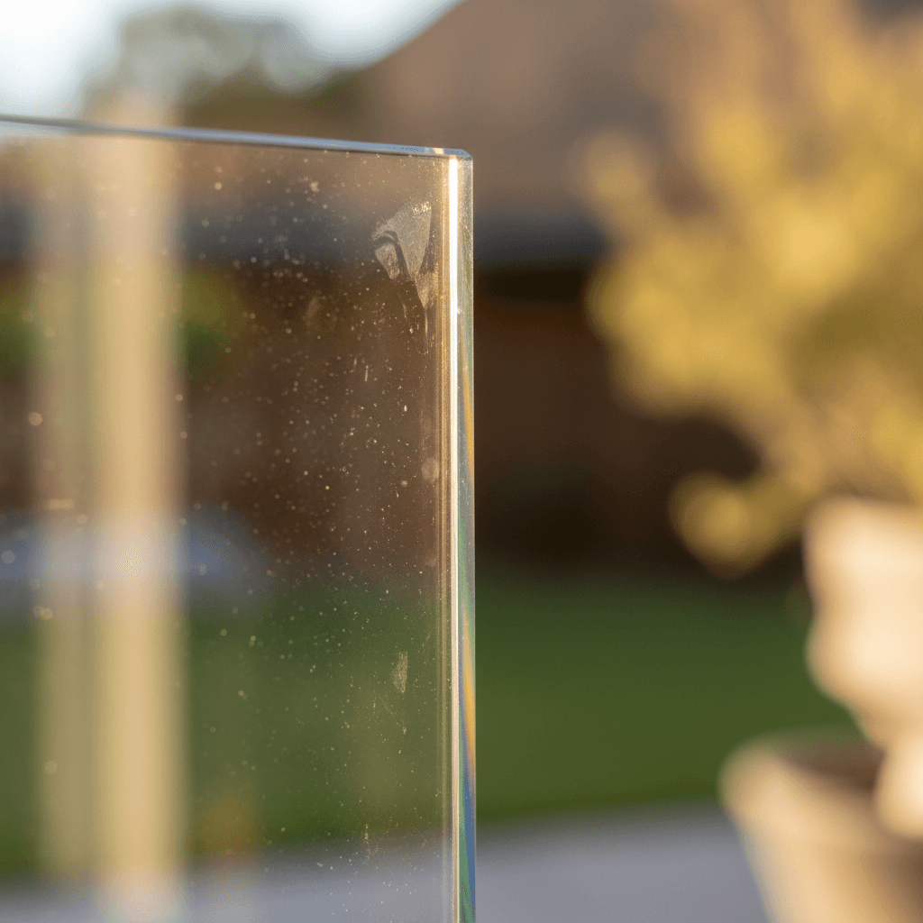 Close-up of spotless glass with no smudges or water spots